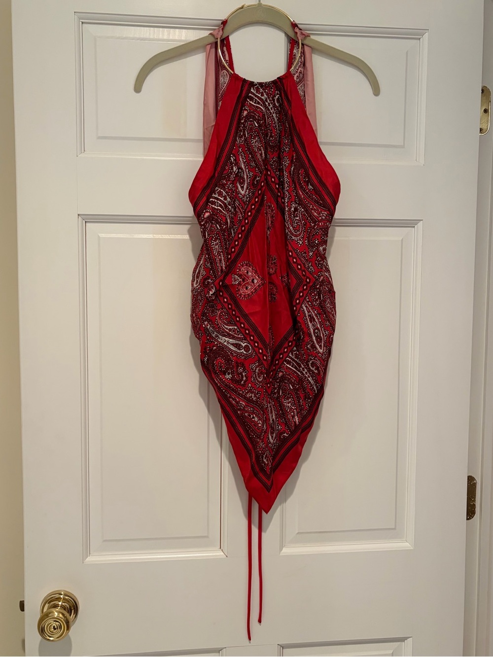Diane Von Furstenberg Red Paisley Halter Scarf Top - Picture 9 of 14